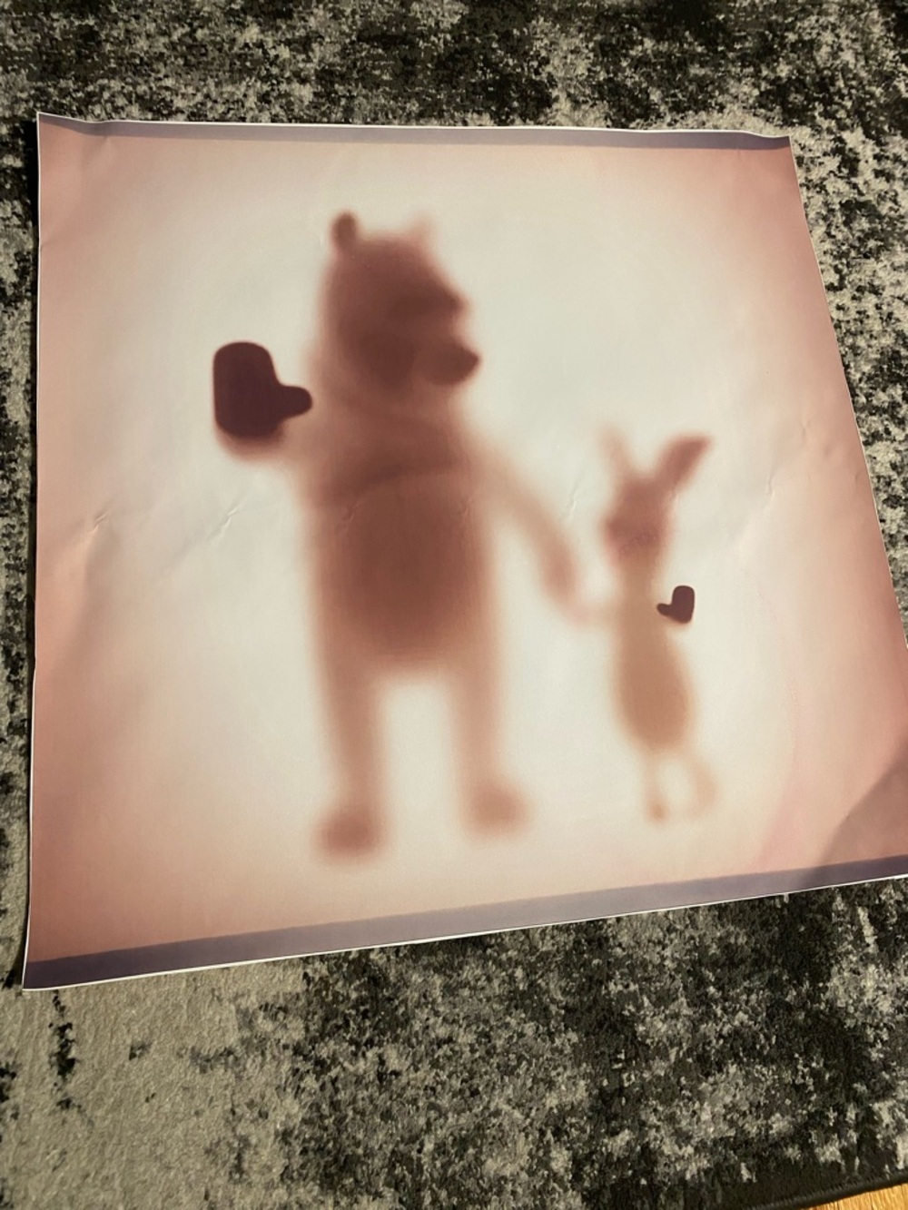 Winnie the Pooh & Piglet Silhouette Wall canvas Art - Pink 23in